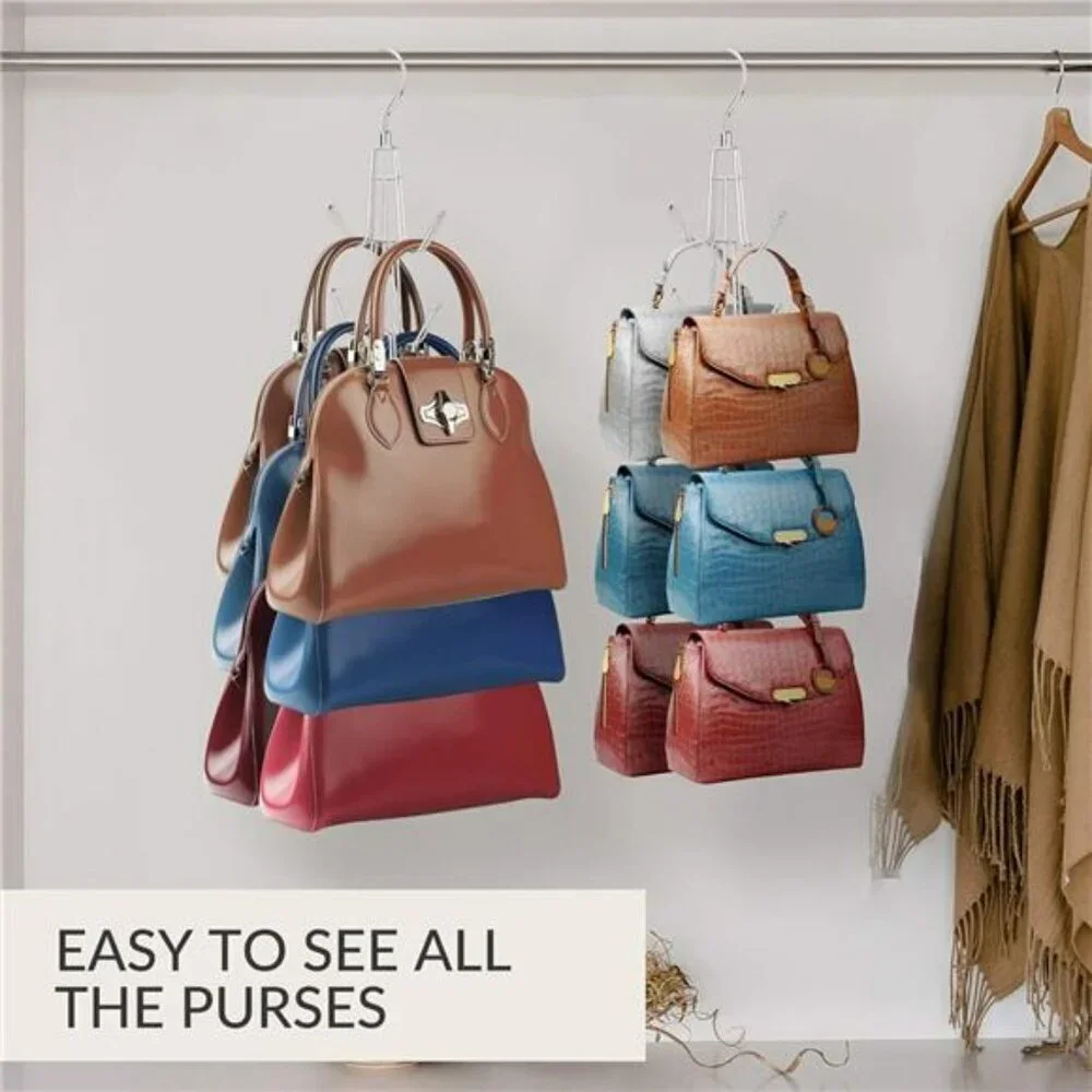 ZEDODIER Purse Hanger Organizer 2 Pack Closet Handbag Holder Metal Rack